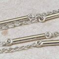 Long Length Italian Silver Bar and Link Chain Necklace, 33 inches.