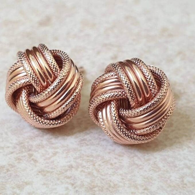 Knot Design Stud Earrings in 9ct Rose Gold