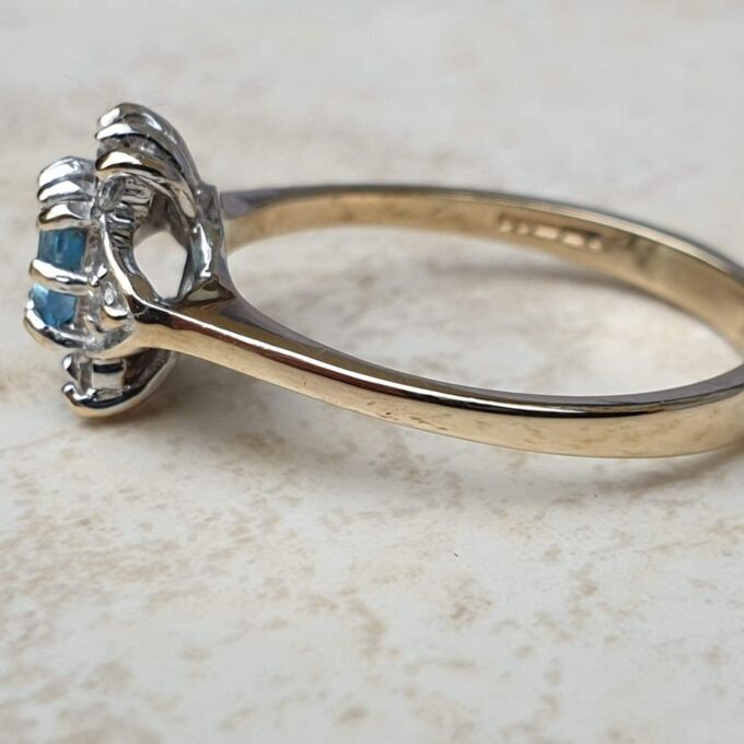 Blue Topaz and Diamond Ring in 9ct Gold,  a UK O 1/2 or a US 7 3/4.