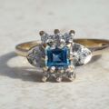 Blue Topaz and Diamond Ring in 9ct Gold,  a UK O 1/2 or a US 7 3/4.