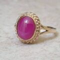 Synthetic Star Pink Ruby Ring in 9ct Gold.
