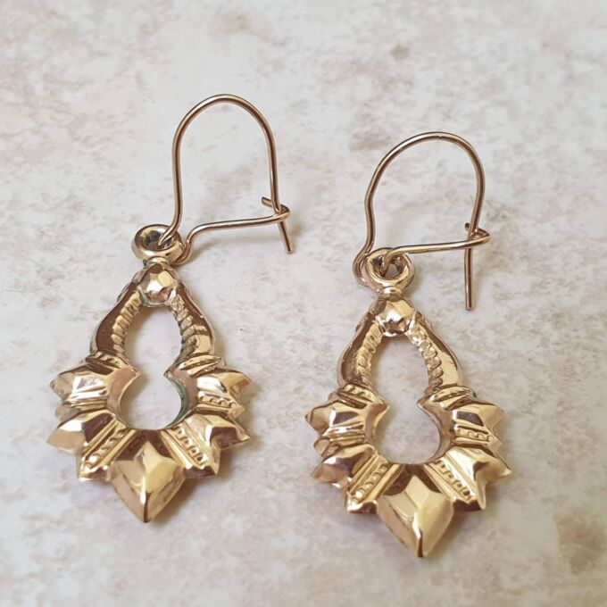 Ornate Drop Earrings in 9ct Gold.