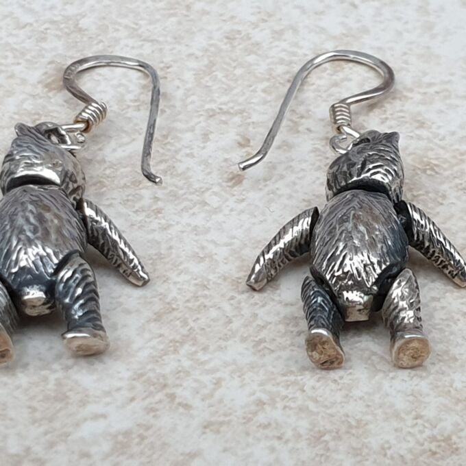 Sterling Silver Teddy Bear Earrings