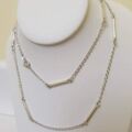 Long Length Italian Silver Bar and Link Chain Necklace, 33 inches.