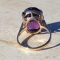 Huge Synthetic Colour Change Sapphire Ring in 9ct Gold, a UK N 1/2 or US 7 1/4.