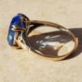 Eye-catching Blue Paste Solitaire in 9ct Gold, a UK P 1/2 or a US 8 1/4.