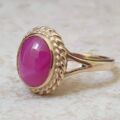 Synthetic Star Pink Ruby Ring in 9ct Gold.