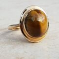 Striking Tigers Eye Frame Ring in 9ct Gold, a UK N 1/2 or a US 7.