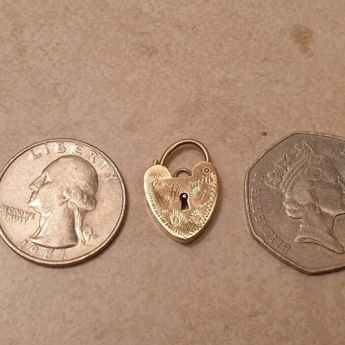 Engraved Front Small Padlock in 9ct Gold