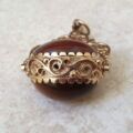 Tigers Eye and Agate Ornate Spinner Fob Pendant in 9ct Gold