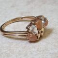 Rainbow and Peach Moonstone Ring in 9ct Gold.