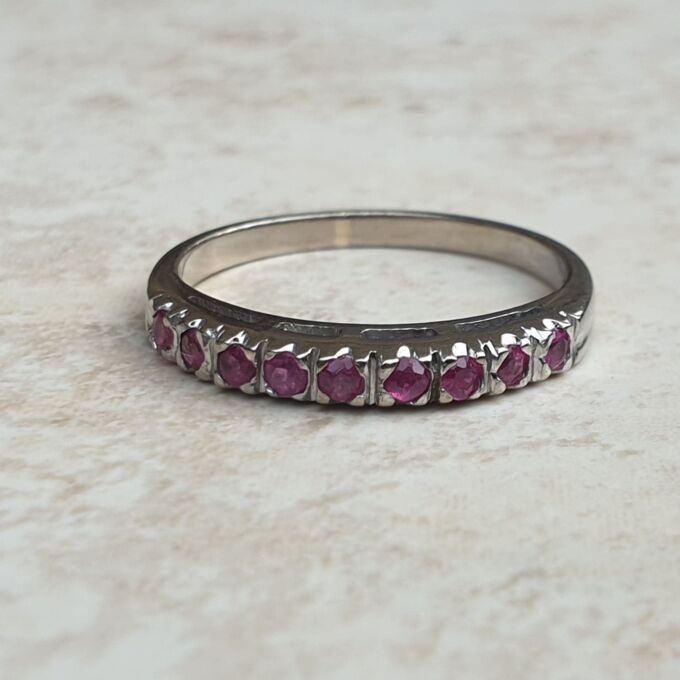 Ruby Half Eternity Stacking Band in 18ct White Gold