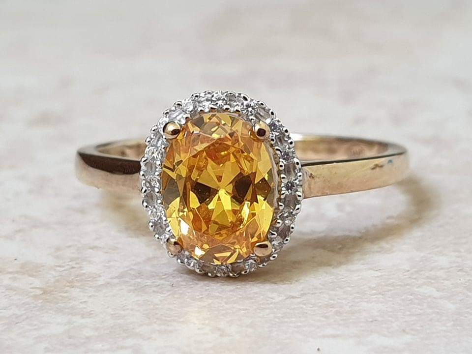 Vibrant Sunshine Yellow Paste Ring in 9ct Gold, a UK O or a US 7 1/2 ...