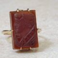 Bold Carnelian Cameo Ring in 9ct Gold, a UK K or a US 5 1/2.