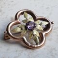 Small Antique Amethyst Brooch in 9ct Gold