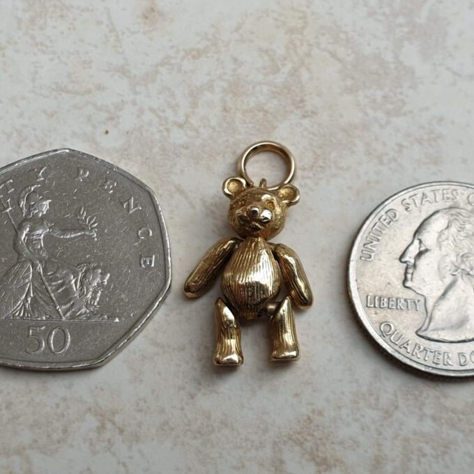 Articulated Teddy Bear Pendant In 9ct gold