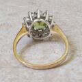 Peridot Green and White Cluster Ring in 9ct Gold.