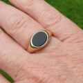 East West Oval Onyx Signet Ring in 9ct Gold.