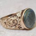 Hematite Intaglio Centurion Signet Ring in 9ct Gold.