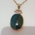 Double Sided Reversible Malachite & Jet Pendant by CWS in 9ct Gold