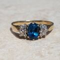 Sale – London Blue Topaz and Diamond Ring in 9ct Gold, a UK N 1/2 or a US 7 1/4.
