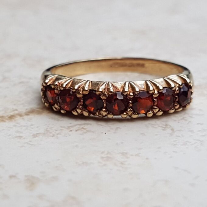 Versatile Garnet Stacking band in 9ct Gold, a UK N 1/2 or a US 7.
