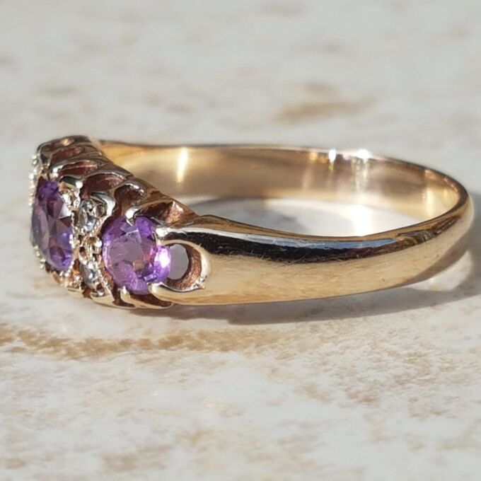 Pretty Amethyst Gypsy Ring in 9ct Gold, a UK M 1/2 or a US 6 3/4.