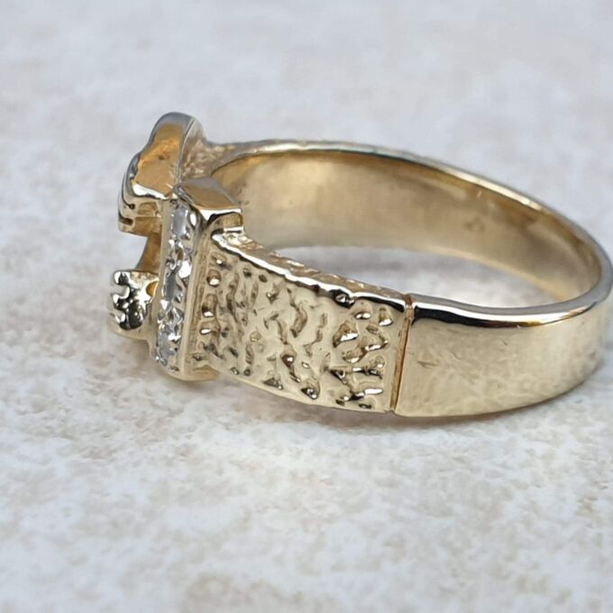 Tiny Pinky Finger Buckle Ring in 9ct Gold,  a UK size F or a US 3 1/4.