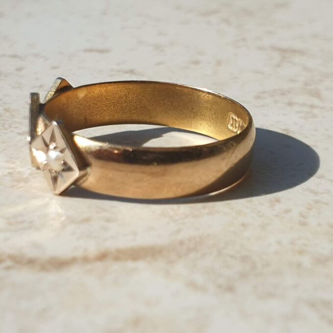 Antique Pearl and Paste Ring in 9ct and 22ct Gold.