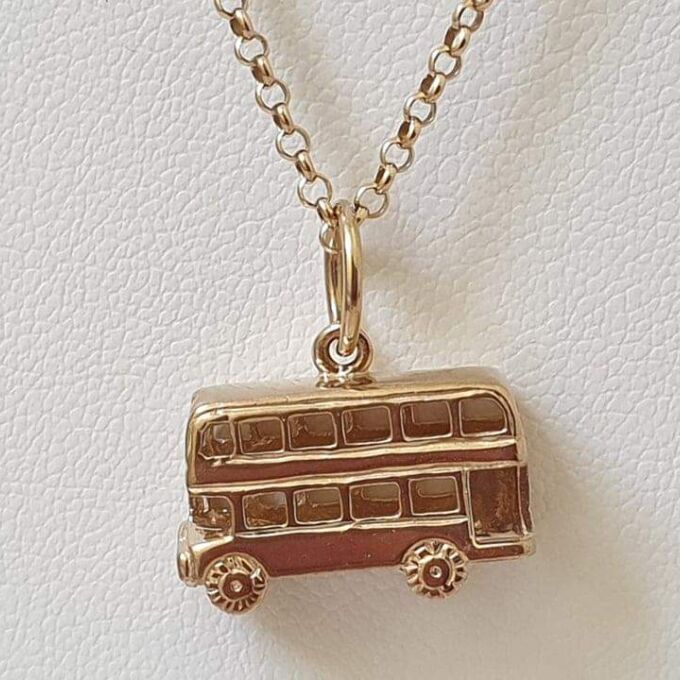 Double Decker Bus Pendant in 9ct Gold.