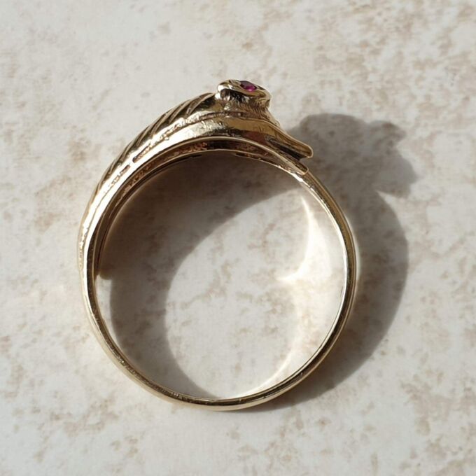 Snake Ring in 9ct Gold,  a UK L or a US 6.