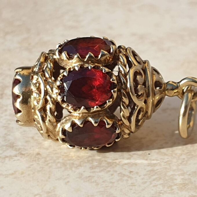 Garnet Lantern Pendant on 9ct Gold.