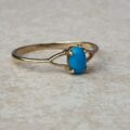 Turquoise Coloured Cabochon in 9ct Gold,  a UK O or a US 7 1/2.