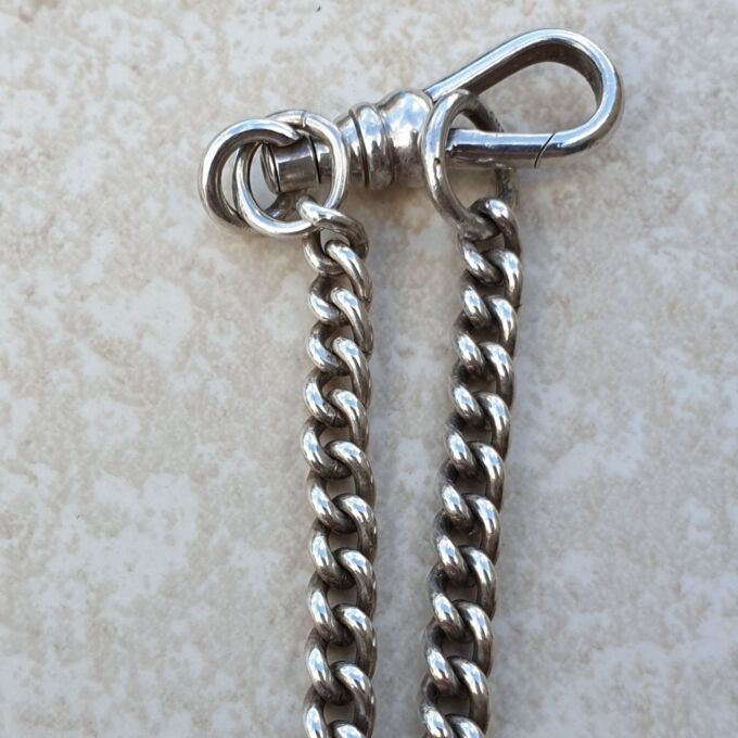 Sterling Silver Curb Chain with T Bar and Dog Clip