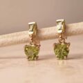 Peridot Heart Drop earrings in 9ct Gold