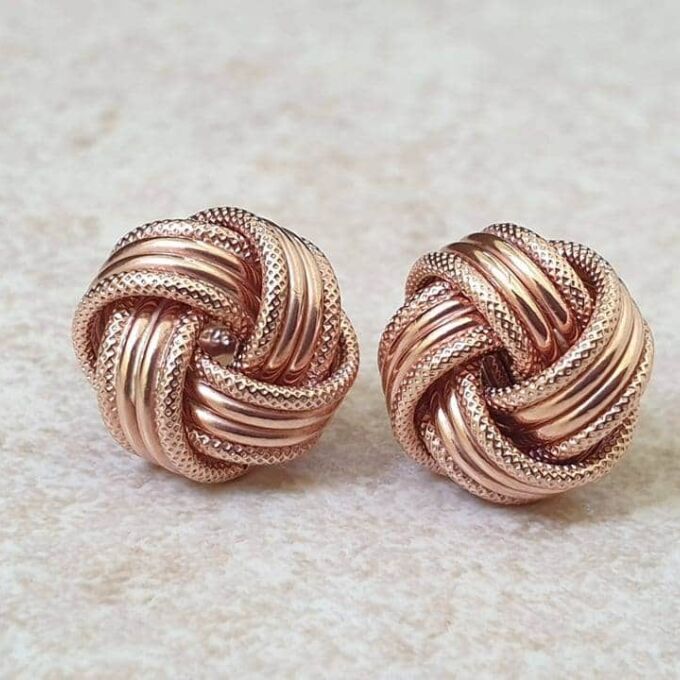 Knot Design Stud Earrings in 9ct Rose Gold
