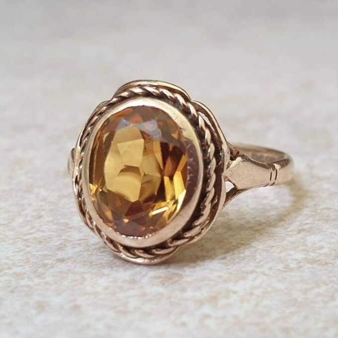 Vibrant Synthetic Yellow Sapphire in 9ct Gold, a UK N or a US 7