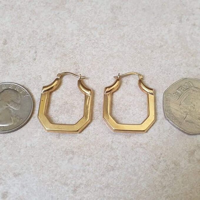 Geometric Design Hoops in 9ct Gold