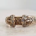 Double Buckle Diamond Set Ring in 9ct Gold,  a UK R 1/2 or a US 9 1/4.