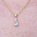 Pear Cut Aquamarine and Diamond Pendant in 9ct Gold