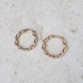 Twisted Rope Effect Hoop Earrings in 9ct Gold by Unoaerre.