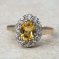 Yellow and White Topaz Cluster Ring in 9ct Gold,  a UK J  or a US 5.