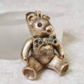 Heavy Articulated Teddy Bear with Dickie Bow in 9ct Gold