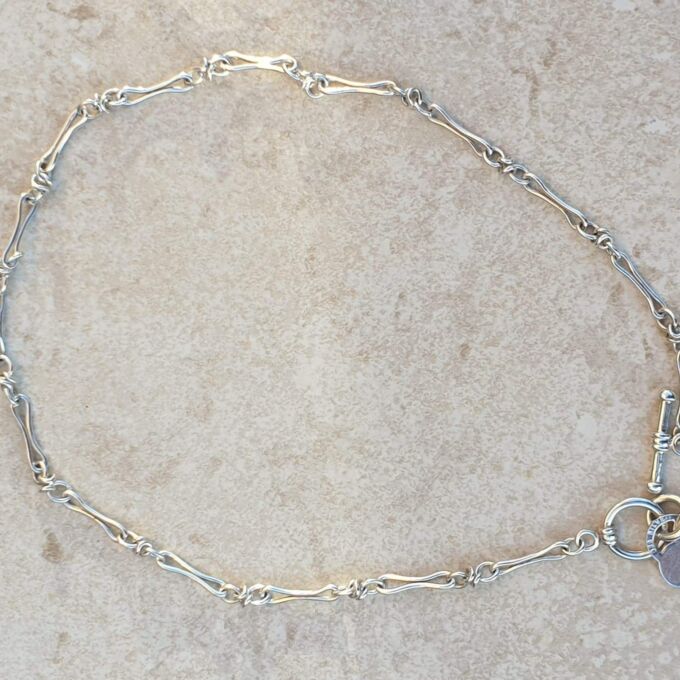 Fancy Link T Bar Necklace in Sterling Silver