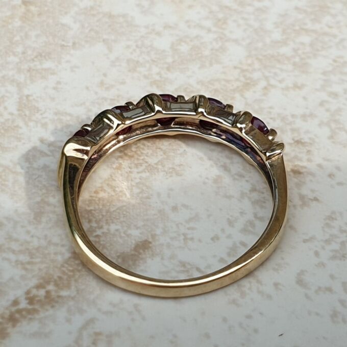 Five Stone Ruby Ring in 9ct Gold.