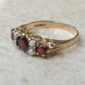 Garnet and Seed Pearl Ring in 9ct Gold.