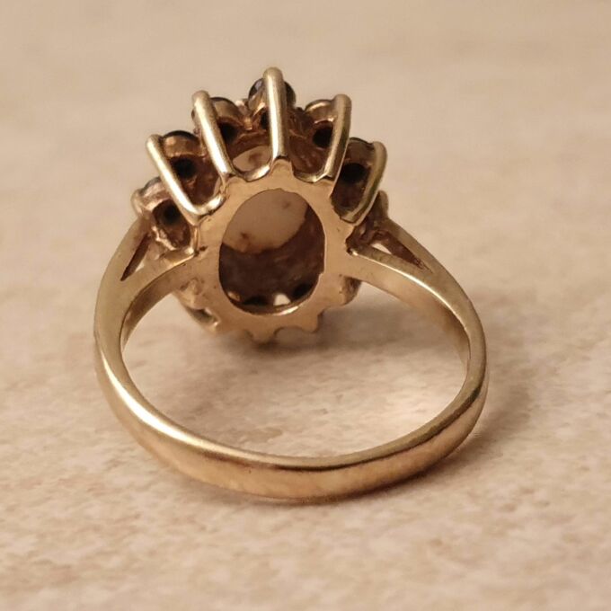 Opal and Sapphire Cluster Ring in 9ct Gold.