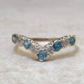 Topaz and Diamond Wishbone or Chevron Ring in 9ct Gold.