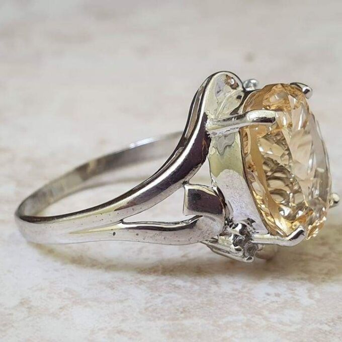 Big Fancy Citrine in 9ct White Gold.