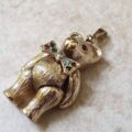 Heavy Articulated Teddy Bear with Dickie Bow in 9ct Gold